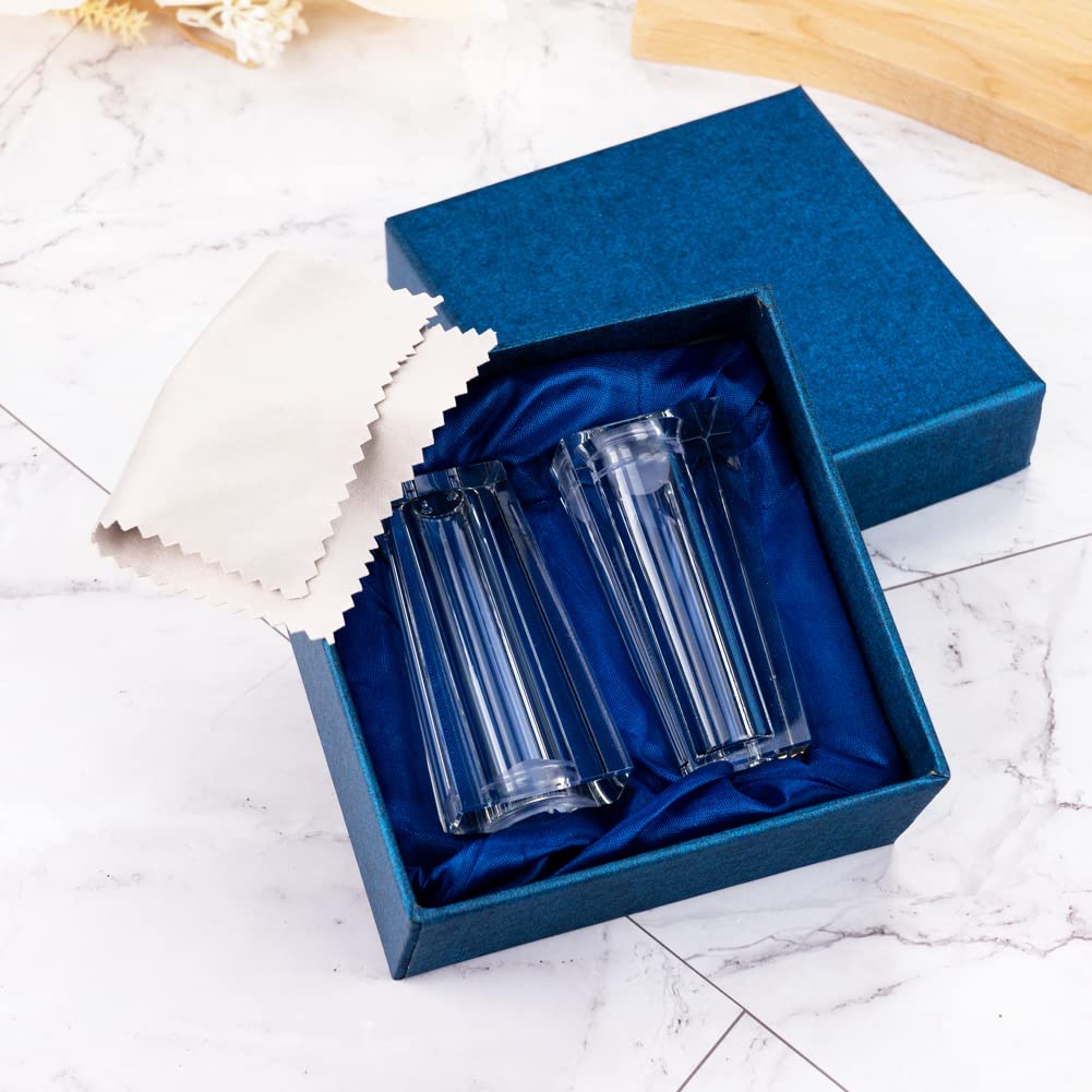 Maxistal Salt and Pepper Shaker Set Spice Dispenser Refillable Design Cut Crystal Seasoning Shaker Kitchen Decor for Cooking Table, RV, Dinner Party, Camping BBQ (Set Of 2)