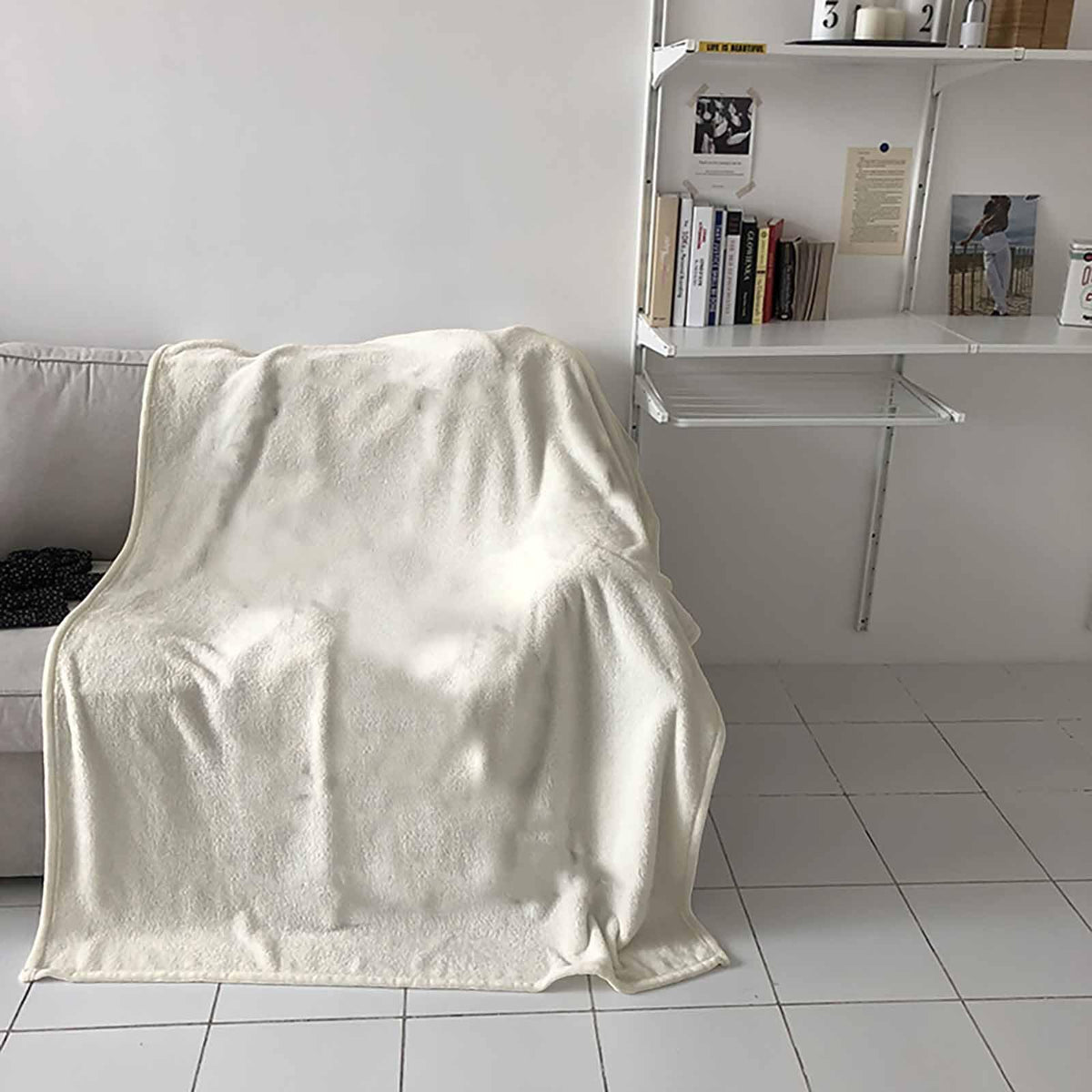 Colored Fleece Throw Blanket | Fuzzy, Soft, Warm, Cozy, Reversible Blanke Cream Colour Blanket for Bed Couch Sofa Chair 30 x 40 Inche