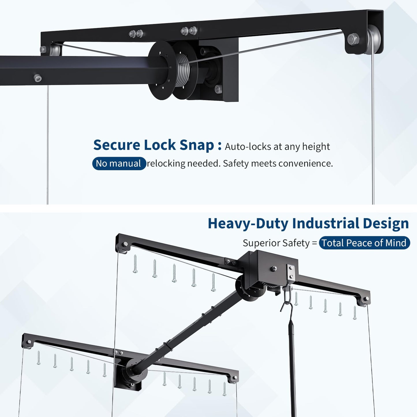 Heavy Duty Ceiling Storage Lift Adjustable 4x4 ft with Dual Safety Lock, 350 Lb Capacity Steel Ceiling Mounted Storage Racks for Garage Ceiling Organization and Overhead Storage, Ideal for Plastic Bin