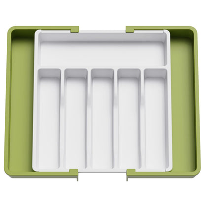 Lifewit Silverware Drawer Organizer, Expandable Utensil Tray for Kitchen, BPA Free Flatware and Cutlery Holder, Adjustable Plastic Storage for Spoons Forks Knives, 8.5"-14.1" x 12.1", Black