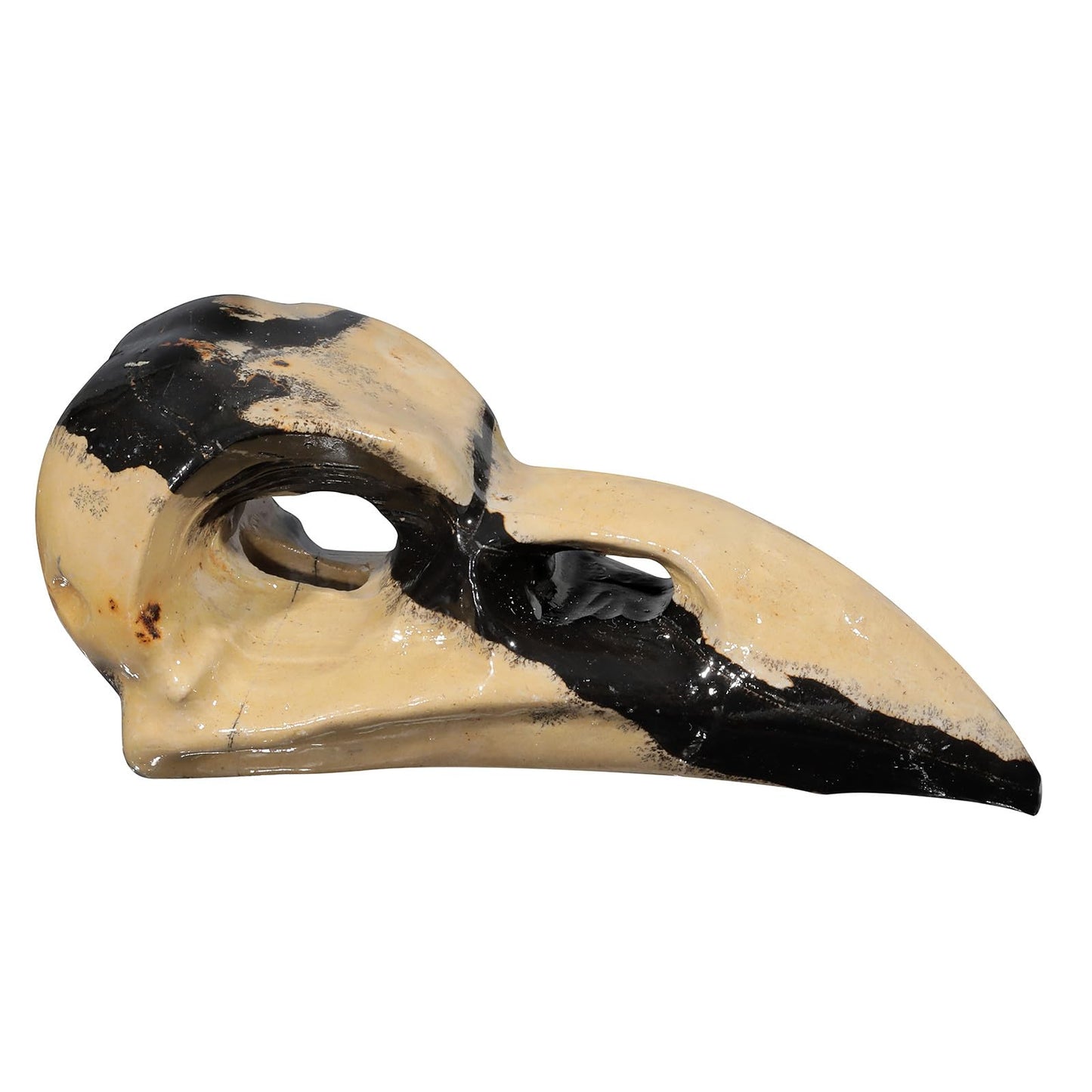 mookaitedecor Natural Grass Flower Jasper Stone Raven Skull Figurine, Gothic Raven Statue Animal Carving Sculpture for Collection Home Decor