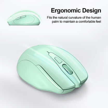 TECKNET Wireless Mouse (BT5.0/3.0 & 2.4G) Rechargeable 4800 DPI Silent USB A & Bluetooth Mouse 6 Buttons, Wide Compatibility - Grey