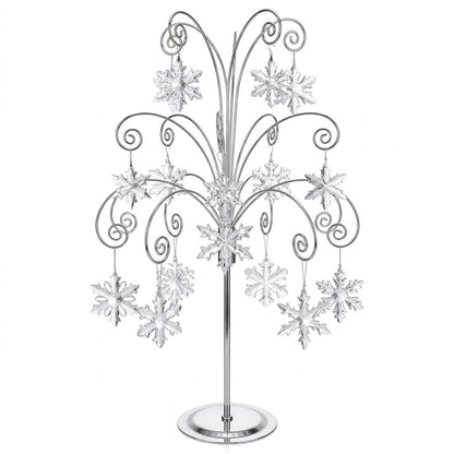 HOHIYA 20” Ornament Display Stand Chrome Silver Metal Hanging Tree Holder for Swarovski Crystal Glass Ornaments Tabletop Christmas Halloween Easter Decoration Display Rack