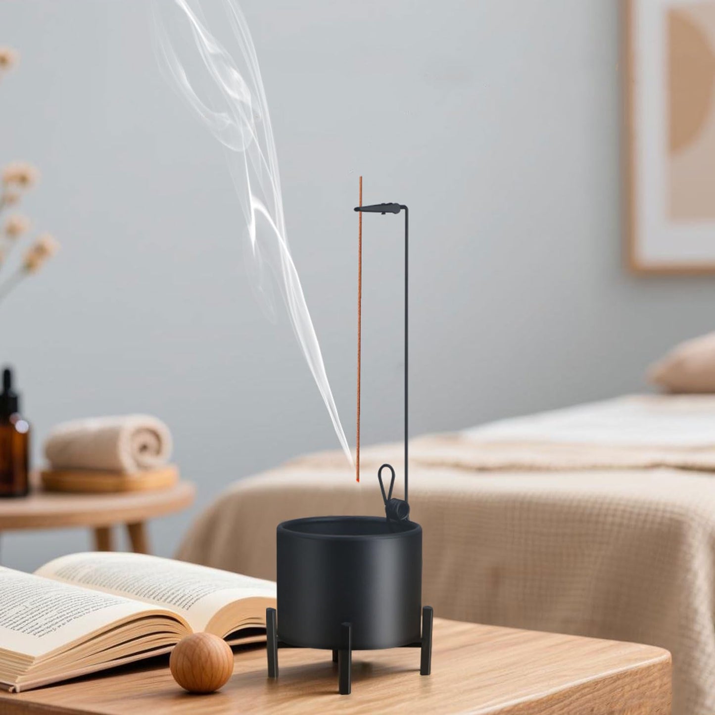 2 Pack Incense Burner, Anti-Ash Flying Metal Incense Holder，Incense Holder for Sticks，with Iron Catcher and Stabilizing Base Four-Legged Base,Perfect for Meditation Yoga, Home Decor