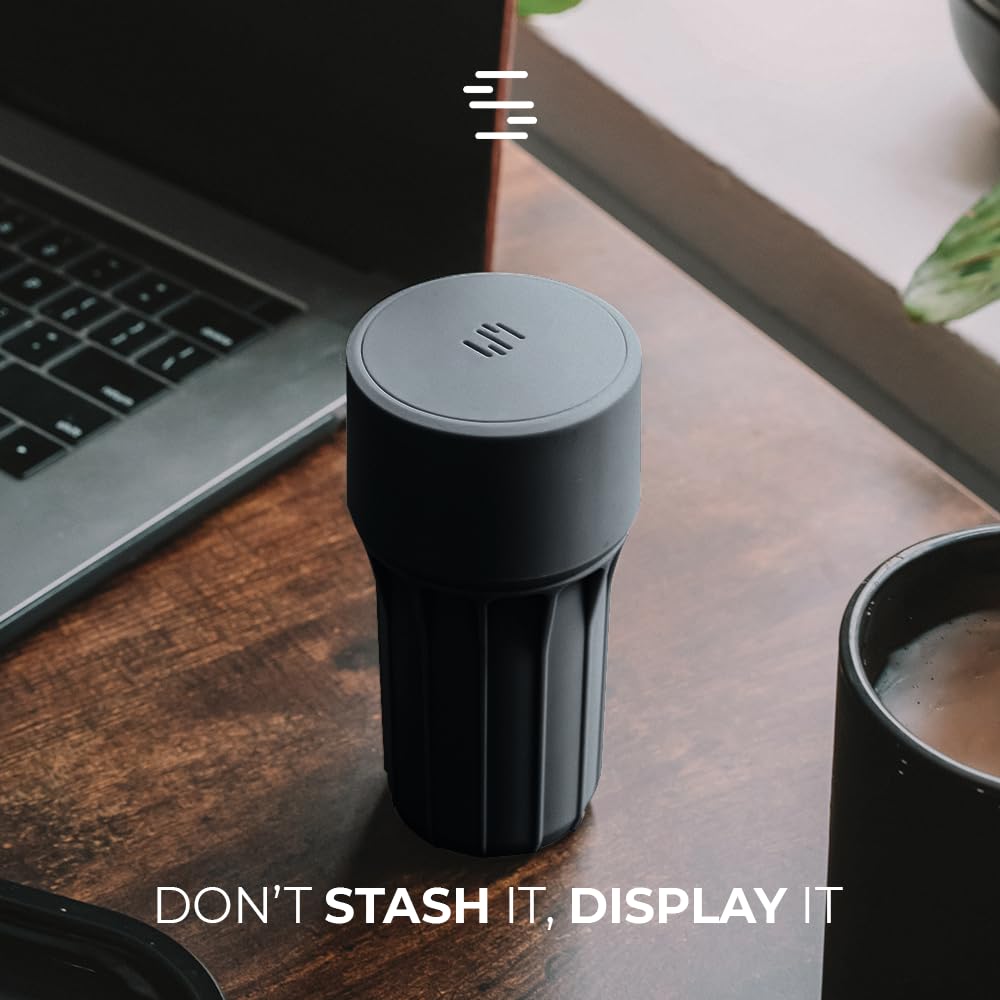 Staze Air Tight Smell Proof Container (148ml) – Vacuum Seal Jar with UV Protection, Waterproof Food Storage Canister, Portable Small Smell Proof Jar for Coffee, Herb, Spice & Gummies - Slate