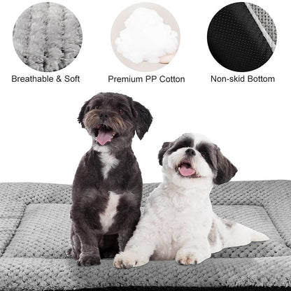Onarway Dog Bed Mat Medium: Washable Fluffy Dog Bed Cushion for Cats Puppies - M 76x54cm Sherpa Dog Crate Mattress for Medium Pets Grey