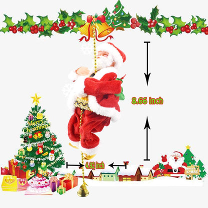 SKLOER Electric Animated Climbing Santa Claus 2022 Christmas Ornament On Rope Ladder, Indoor/Outdoor Hanging Christmas Tree Decoration