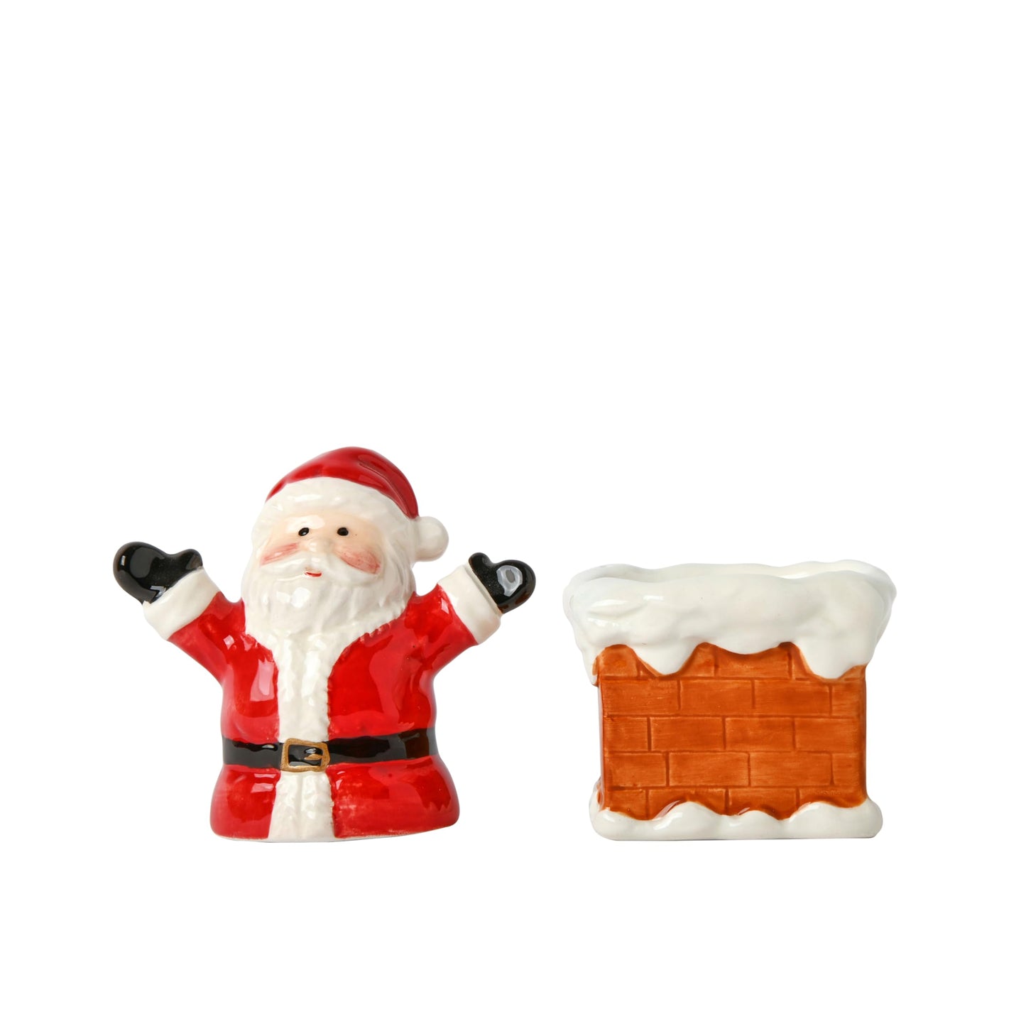 Christmas Holiday Salt and Pepper Shaker Set - Santa and Chimney