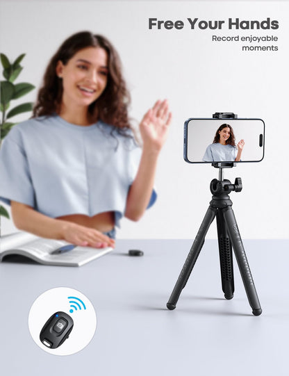 Lamicall Mobile Phone Tripod, Flexible Camera Tripod - Mini Cellphone Tripod Stand Holder, 360° Rotating Travel Smartphone Tripods Mount for Live Streaming, Cellphone, Camera