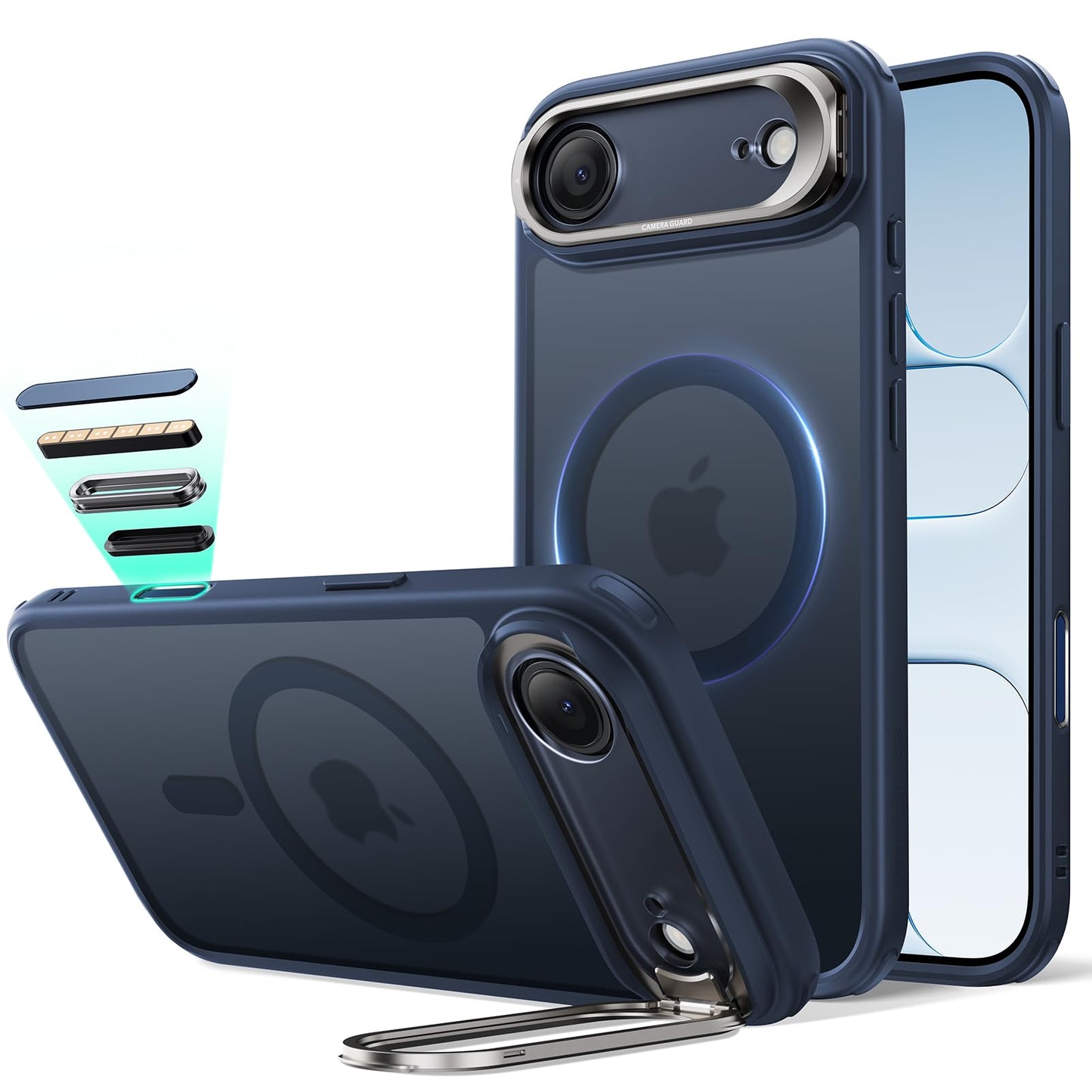 ESR Silicone Case for iPhone 17, Built-in Camera Stash Stand Compatible with MagSafe, Military-Grade Drop Protection Magnetic Phone Case for iPhone 17, Cloud Series, Rosy Pink