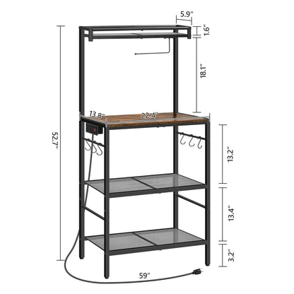 MAHANCRIS Bar Cart for Home and Bakers Rack with Power Outlet Bundle, Microwave Stand, RCHR6101-BRHR36E01