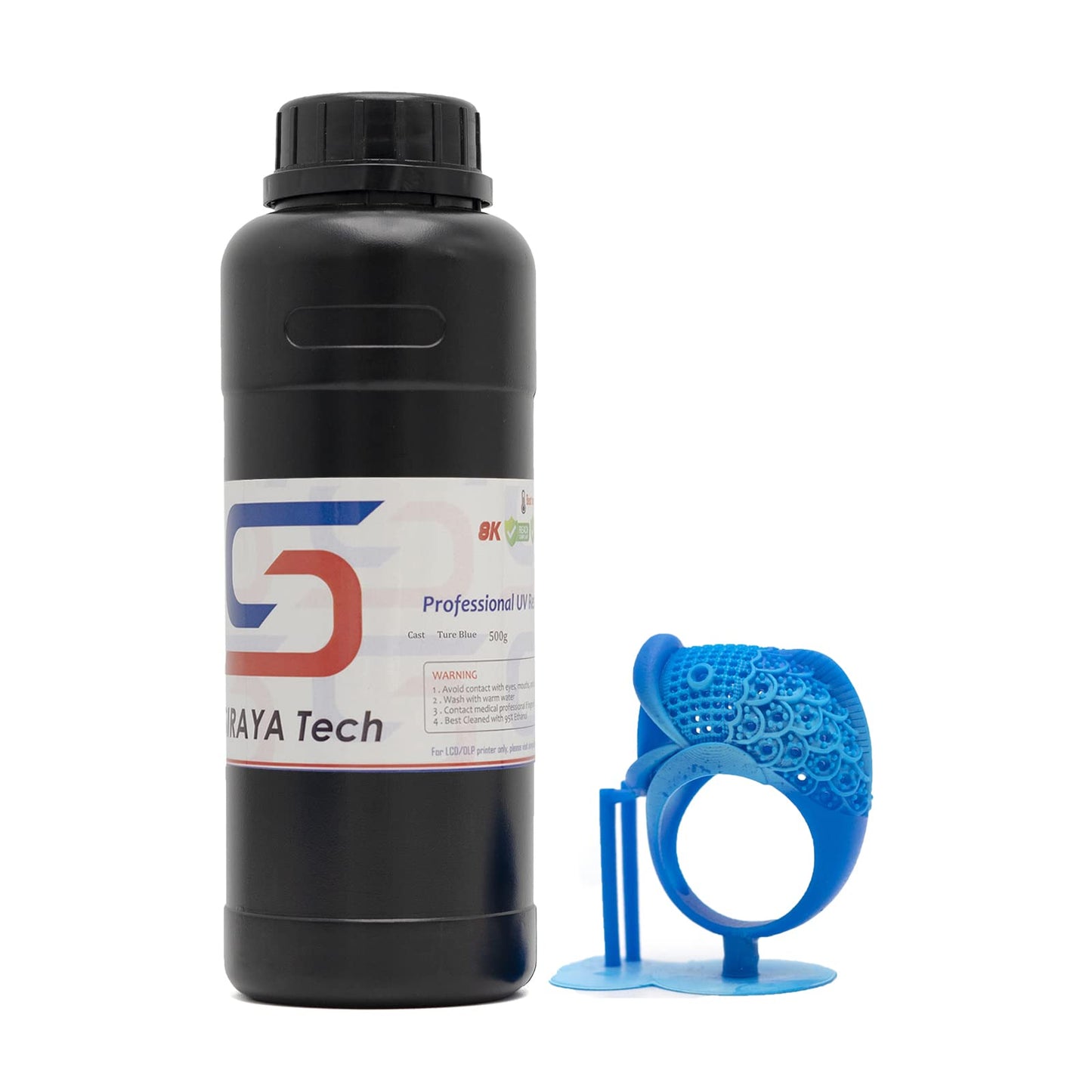 Siraya Tech Cast 3D Printing Castable Resin Easier to Burn and Print Smooth Surface High Definition 405nm UV Curing Resin for Thicker Designs and Metal Parts (True Blue, 500g)