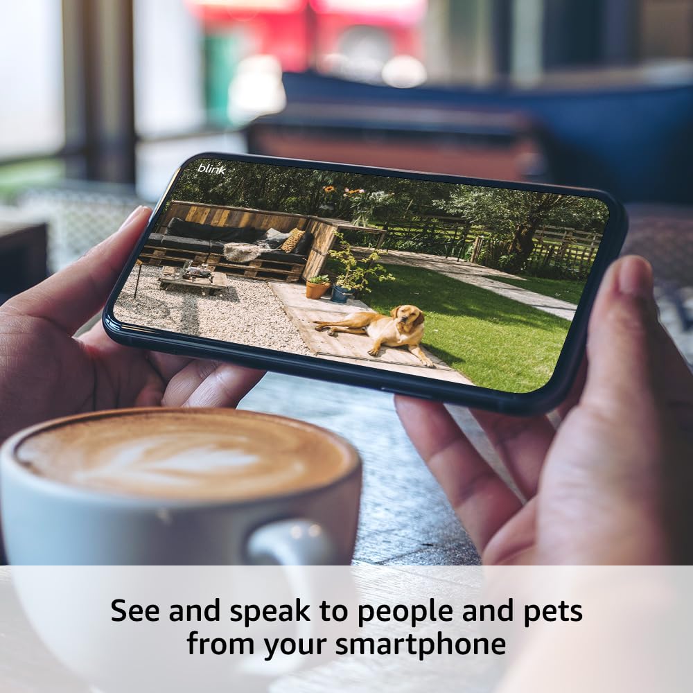 Blink Outdoor 4 (newest model), Wireless smart security camera, two-year battery, 1080p HD day and infrared night live view, two-way talk – 5 camera system