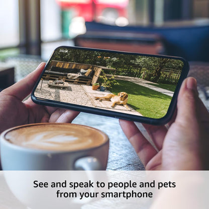Blink Outdoor 4 (newest model), Wireless smart security camera, two-year battery, 1080p HD day and infrared night live view, two-way talk – 5 camera system