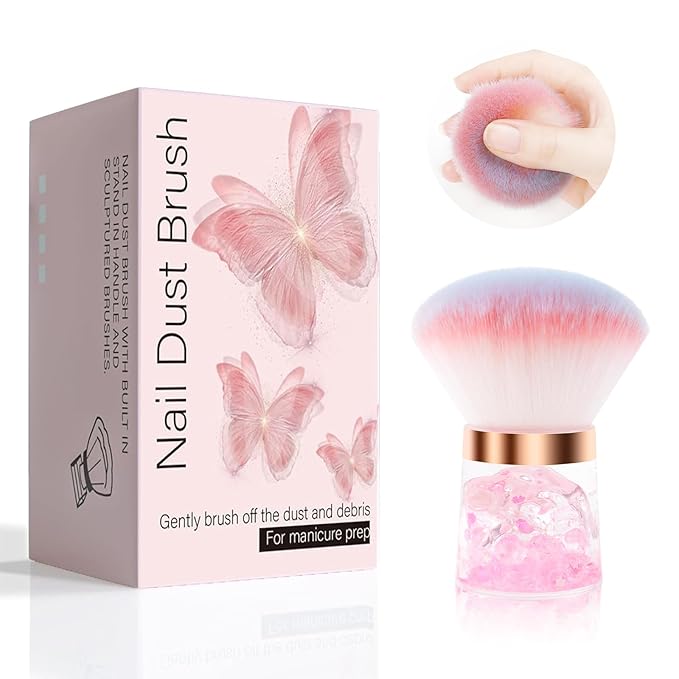 ANGNYA Nail Dust Brush, Round Nail Art Dust Powder Remover Brush