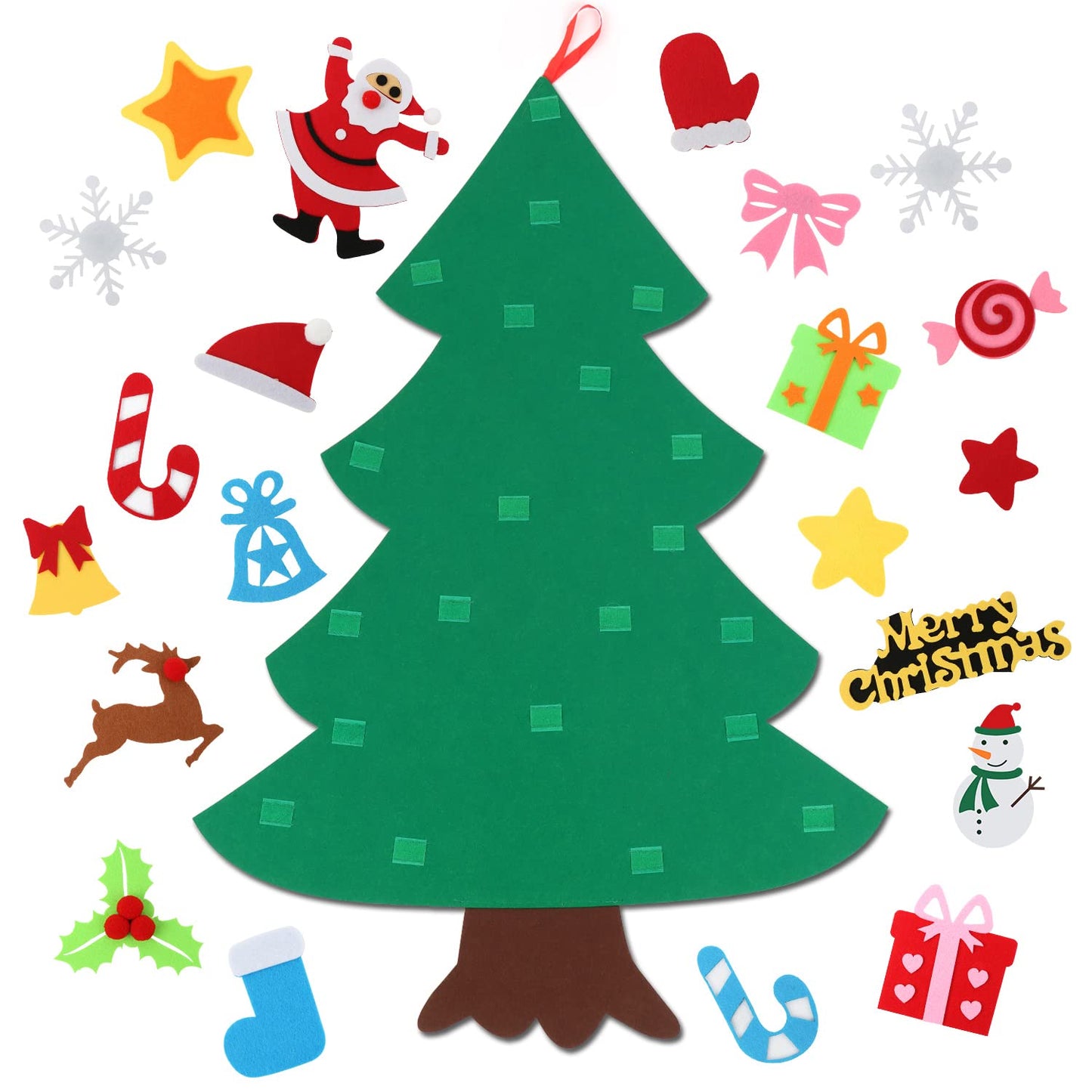 CASA CLAUSI Felt Christmas Tree for Kids DIY Christmas Decorations 2.6ft Xmas Gifts Ideas Kids Party Supplies Home Door Hanging Decor 22 Pcs