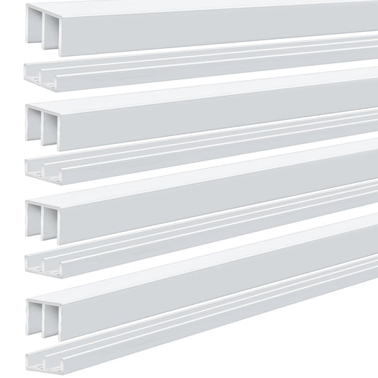 Landical 4 Set 4 ft White Aluminum Sliding Door Track Set for 1/4" Panels, Top and Bottom Closet Door Metal Track for Cabinet, Showcase, Glass or Wood Sliding Doors