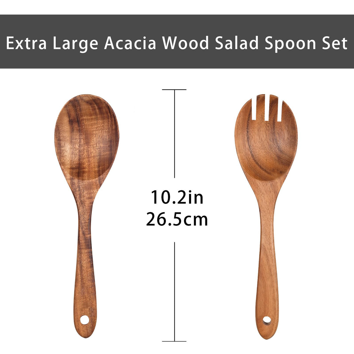 TREELF Large Glass Salad Bowl Set - 4.5 Quart Mixing Bowl With Acacia Wood Base And Serving Utensils, 5/32 Inch Extra Thick Wall, Decorative Fruit Bowl - Kitchen Must-Have