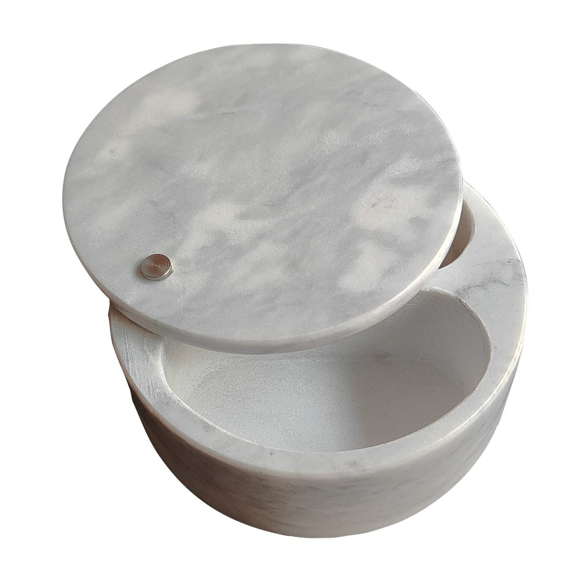 Ritadeshop Salt and Pepper Bowl/Dual Compartment Cellar with Swivel Top for Salt, Spice and Herbs Storage (Gray White)