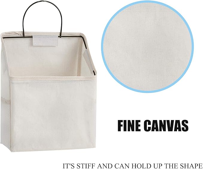 QULSE 2 Pcs Wall-Hanging Storage Bags, Desktop Organizer Basket Cotton Linen