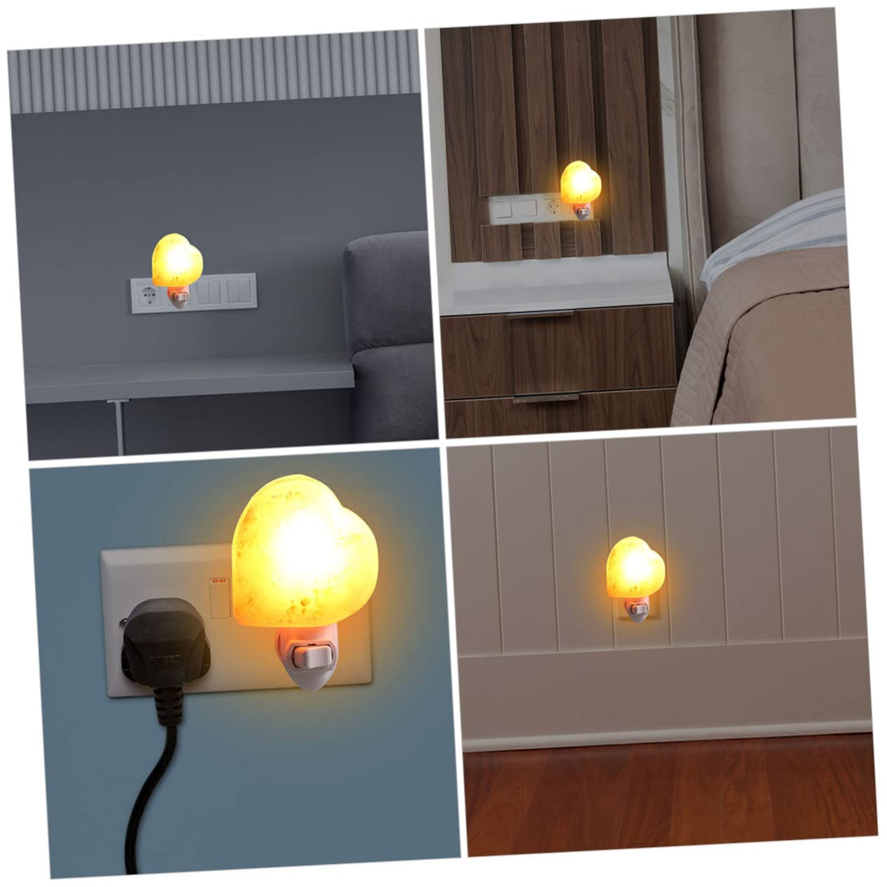 VALICLUD Himalayan Crystal Salt Night Shape LED Plug in Warm Glow Home Decoration for Bedroom Bathroom Corridor Yoga Meditation