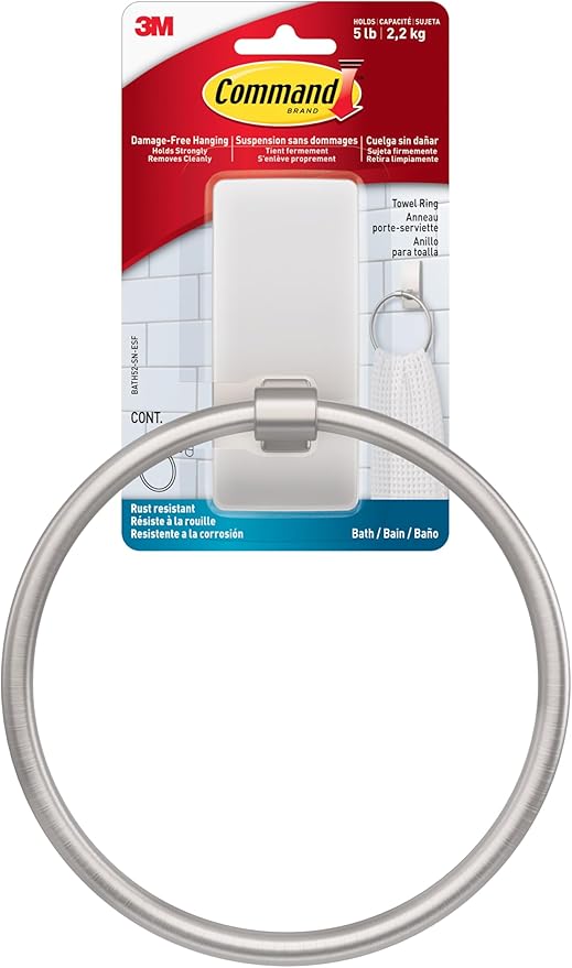 Command Hand Towel Holder Satin Nickel