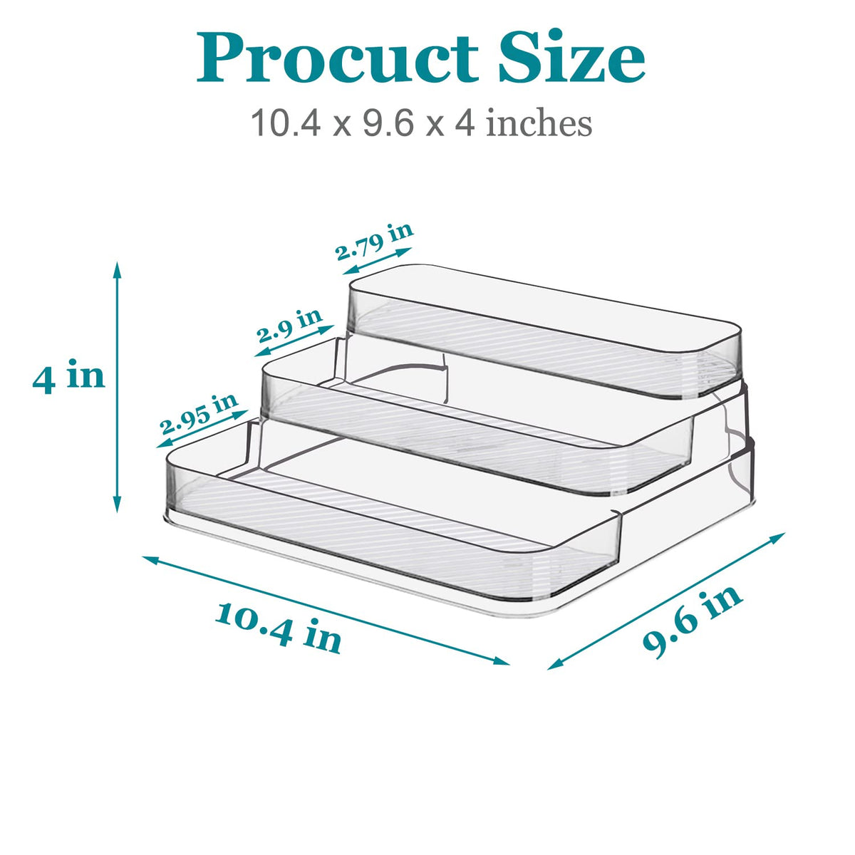 Zilphoba 2pcs Acrylic Rack, No Assembly Clear 3 Tier Condiment Bottle Shelf Vanity Organizer for Cabinet Kitchen Bathroom