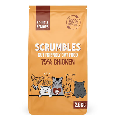 Scrumbles All Natural Dry Cat Food with 75% Chicken, High Protein Food For Adults And Seniors, 2.5Kg,package may vary