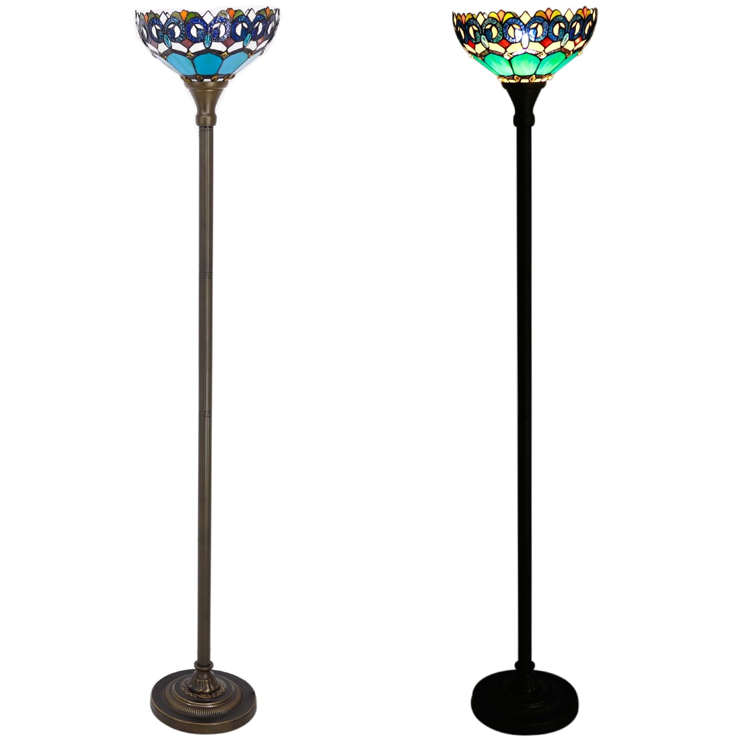 ZJART Tiffany Floor Lamp Stained Glass 12X12X67 Inch Blue Jewelry Baroque