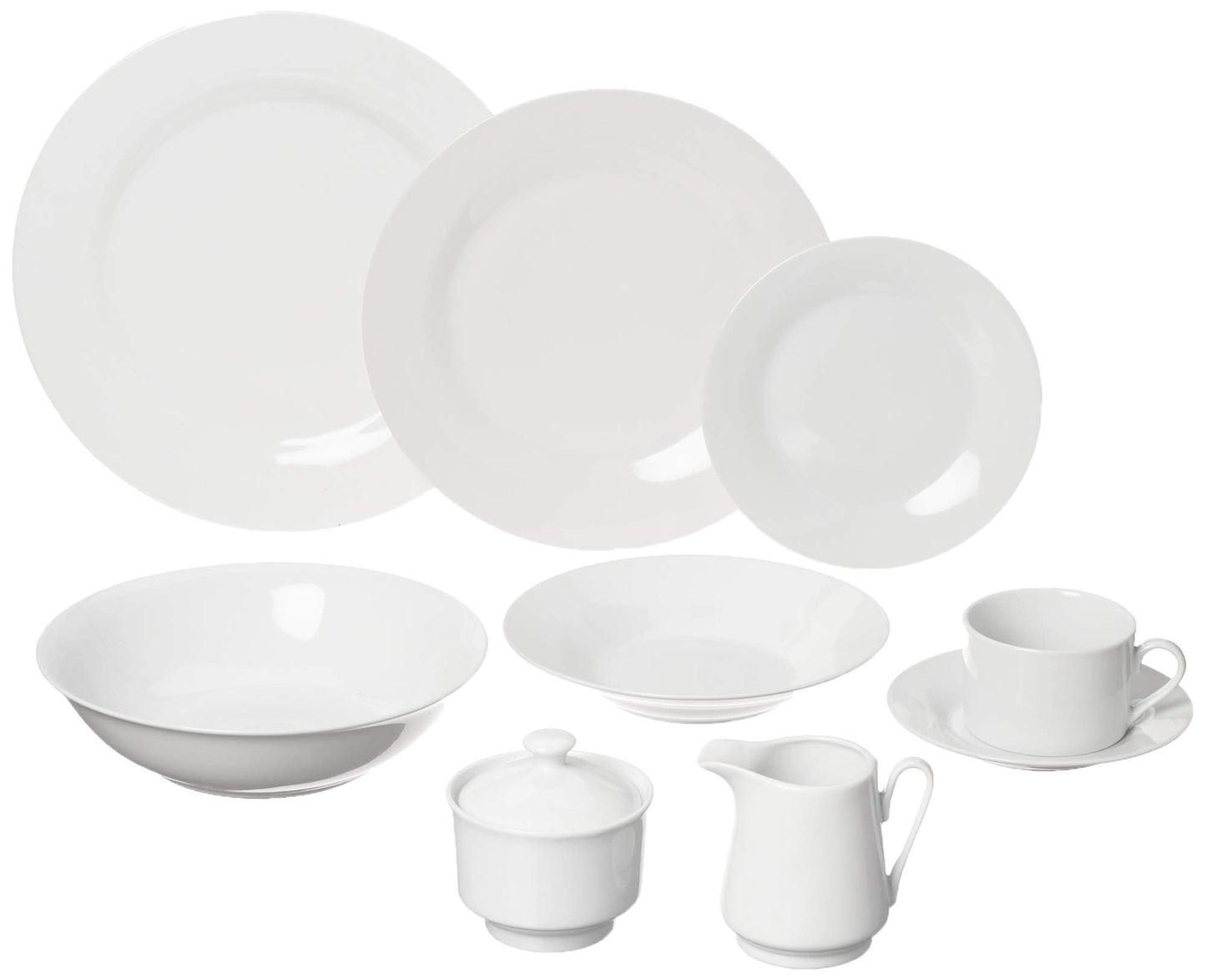 10 Strawberry Street Simply Round 45 Piece Dinnerware Set, White