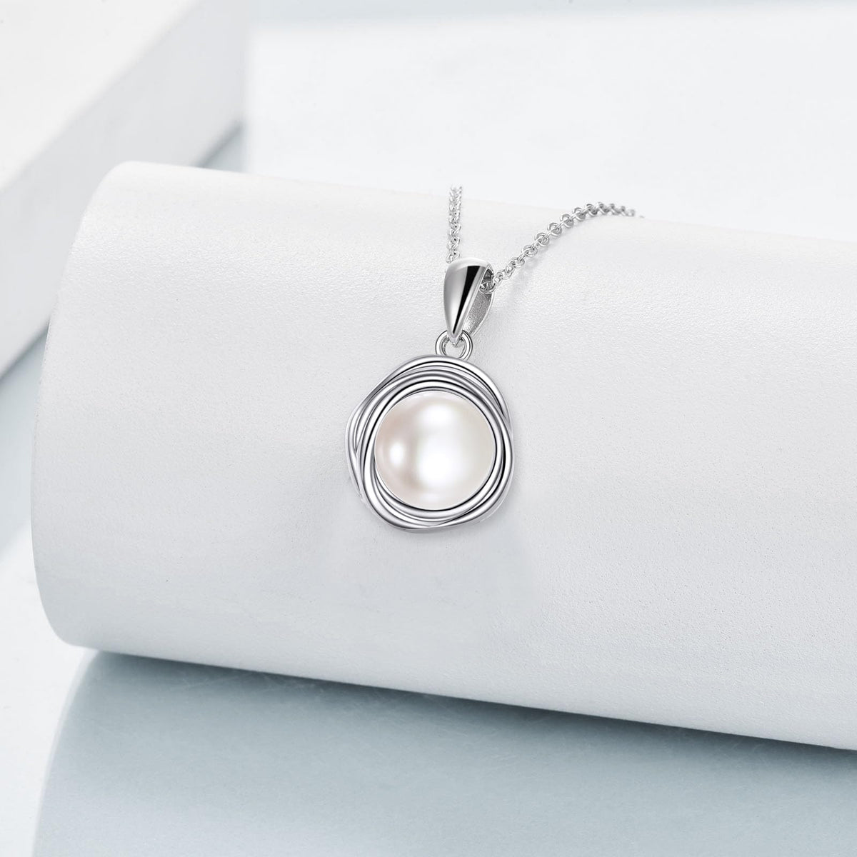 POPLYKE Pearl Necklaces for Women 925 Sterling Silver Single Pearl Necklace Pearl Pendant 8mm Pearl Jewelry Gifts for Mom Wife