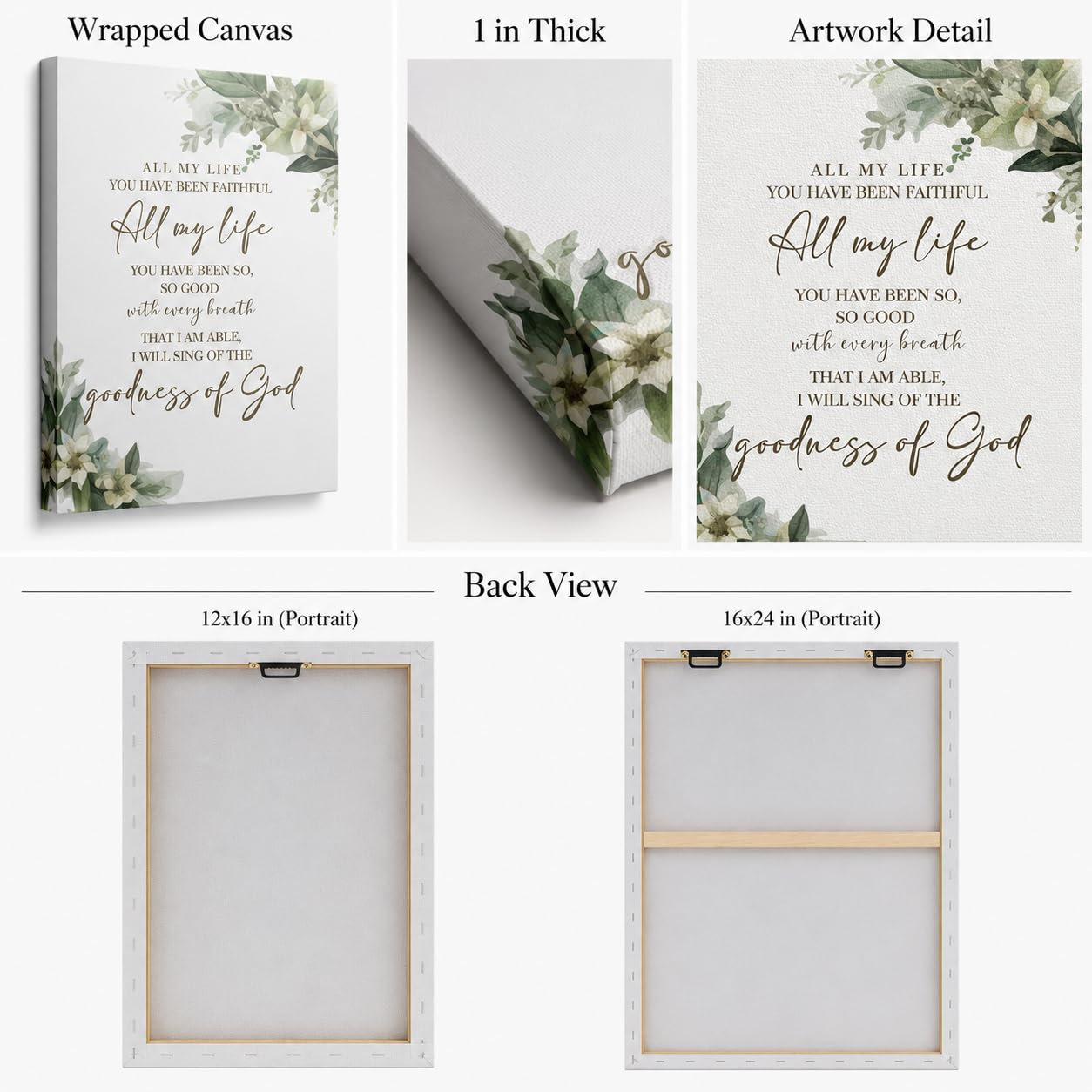 Goodness of God Bible Verse Canvas Wall Art, Christian Scripture Wall Decor, Inspirational Religious Framed Artwork for Living Room Bedroom Home Decoration 12x16 Inch