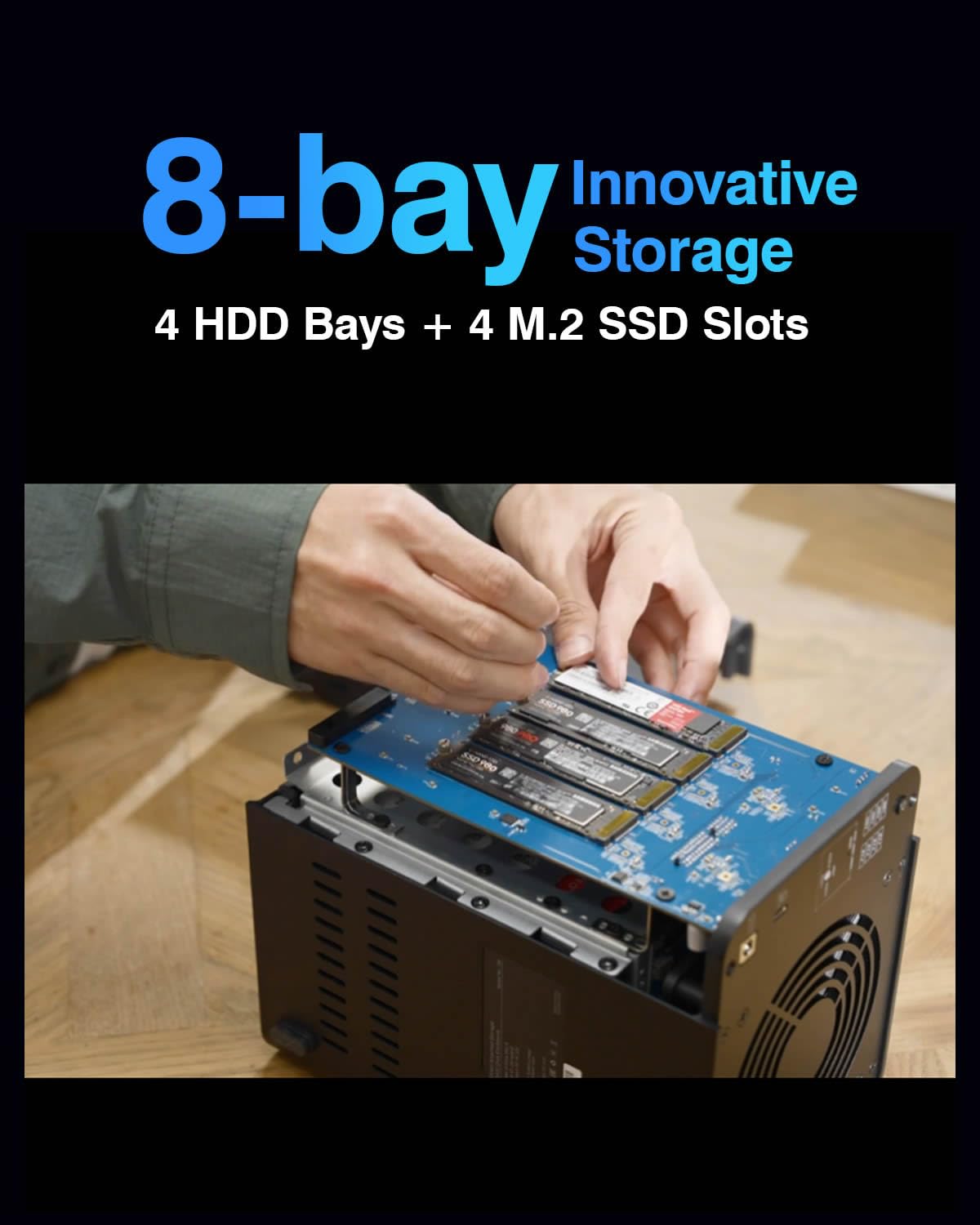TERRAMASTER D8 Hybrid HDD NVMe Enclosure USB 3.2 Gen 2 10Gbps Type C 8Bay USB Storage (Diskless)