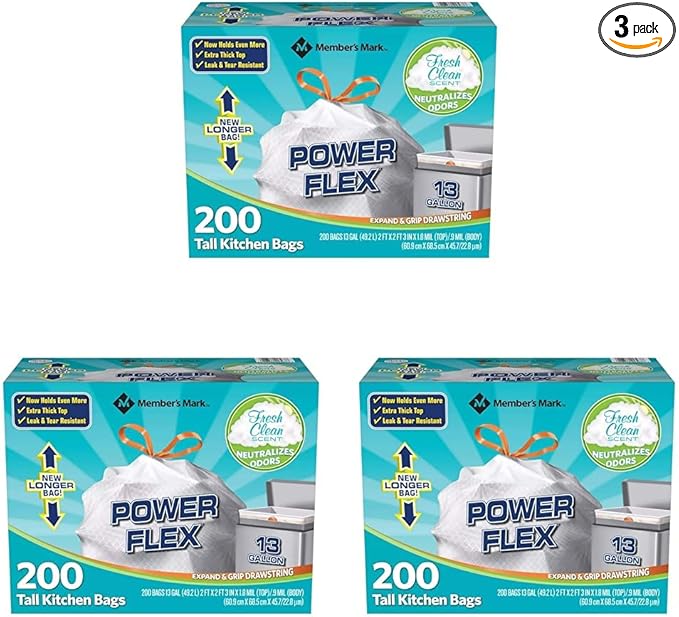 Members Mark 13 Gal Power Flex, Leak Protection, Tall Kitchen Simple Fit