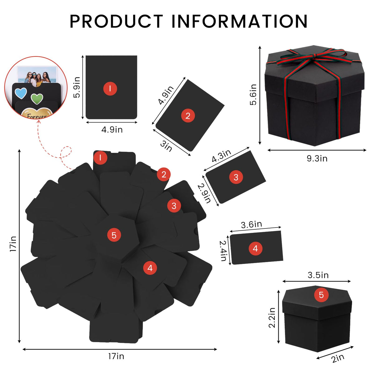 Koogel Explosion Gift Box DIY Exploding Photo Album Preassembled Surprise Picture Pop Up Love Box Gift Set with Scrapbooking Accessories Creative Photo Album gifts for Anniversary Wedding