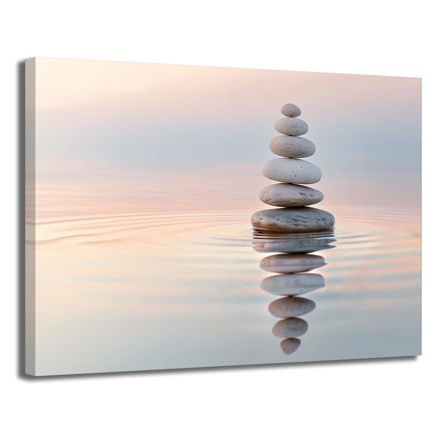 Zen Stone Canvas Wall Art Stones in Water Print Pictures Bathroom Wall Art Decor Framed Tranquil Nature-Inspired Relaxing Artwork for Yoga Meditation Spa Room Decor