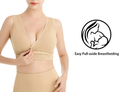 Lemef Nursing Sleep Bras Wirefree Maternity Breastfeeding Bras 3 Pack
