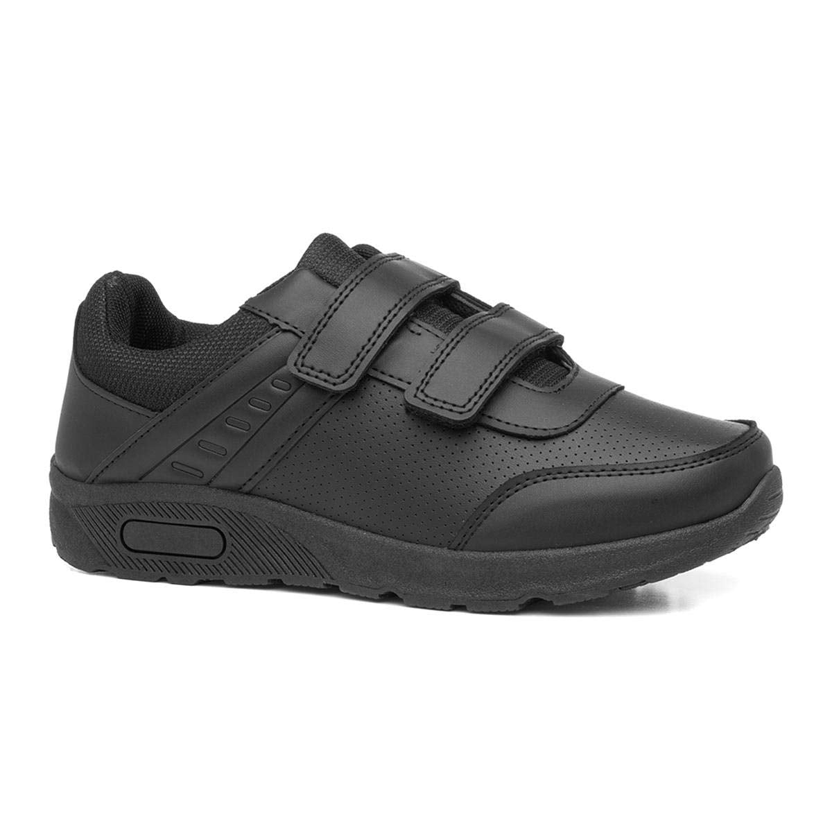 Boys Easy Fasten Black Trainer - Size 12 Child UK - Black