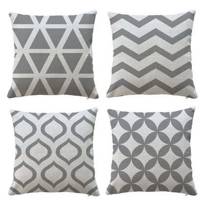 Hangood Waterproof Cushion Covers Outdoor Garden Geometry Set of 4pcs Throw Pillow Case Home Decorative Sofa Protectors Chair Living Room Grey 18"x18"