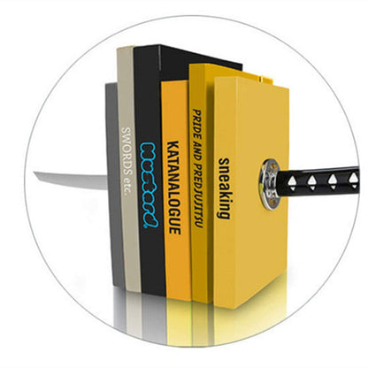 ZWCIBN Book Ends Decorative, Modern Metal Funny Unique Black DVD Bookends for Shelves, Katana Book Stopper Holder for Office Home, Desk Gifts Book Stands for Men and Book Lovers