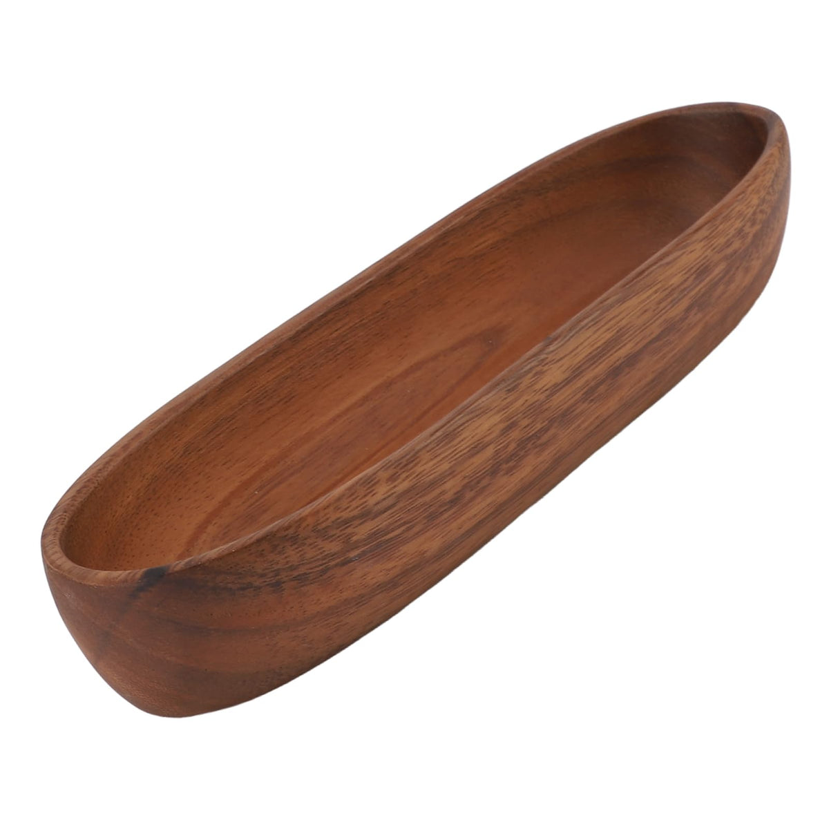 Rengue Wooden Salad Bowl, Serving Bowl Solid Wood for Fruits Snacks Desserts Large Capacity Boat Shaped for Kitchen Table