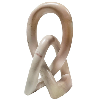 Continuous Looped Entwined Love Knot Sculpture Unique Modern Contemporary Décor Hand-Crafted Soapstone Artisans of Kenya Genuine Human Hands Precious Gift (6 Inch, Natural)