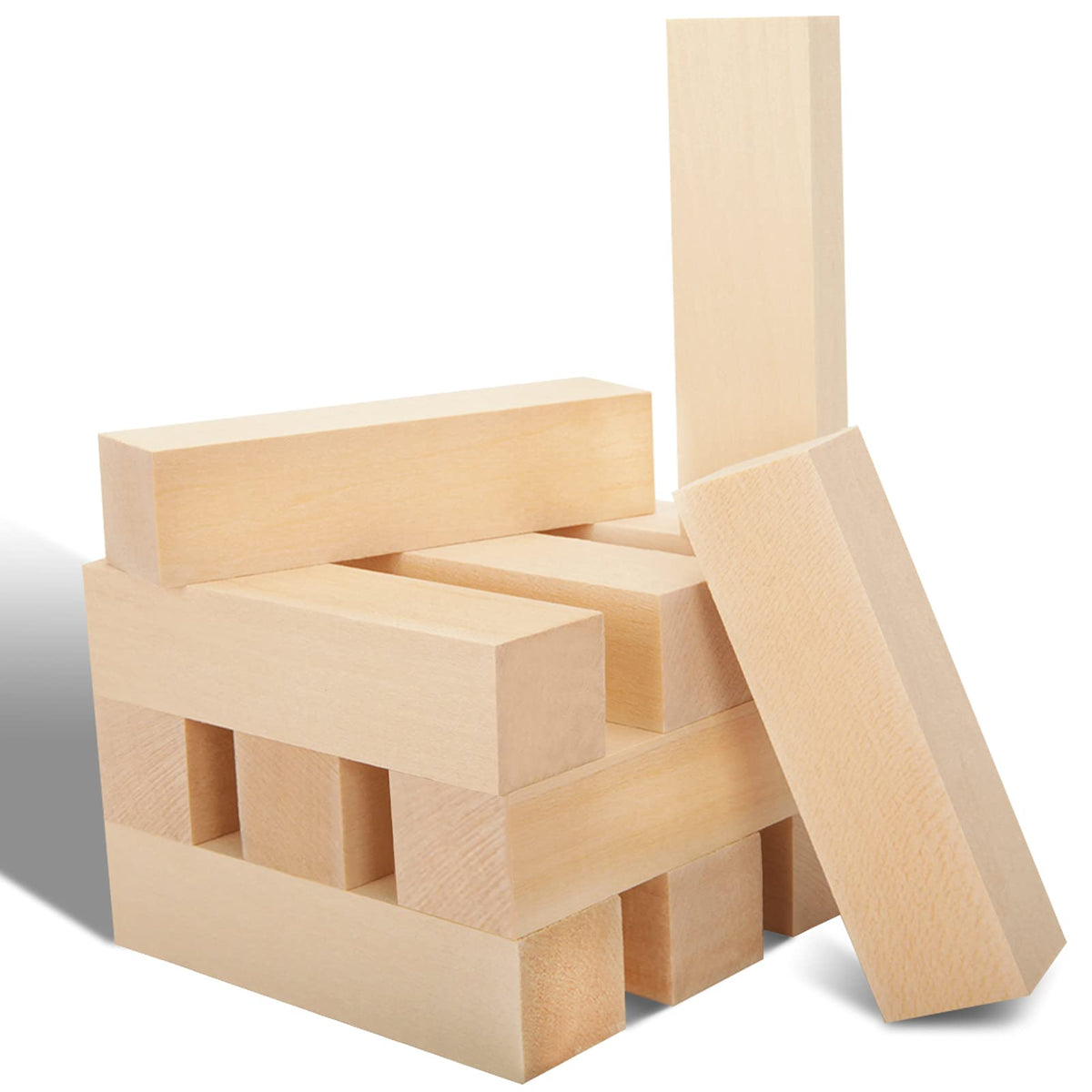 YIPLED 12 Pack Unfinished Basswood Carving Blocks Kit, Rectangular Wooden Blocks for DIY Carving, Crafting and Whittling for Adults Beginner and Experts(4 x 1 x 1 inch)