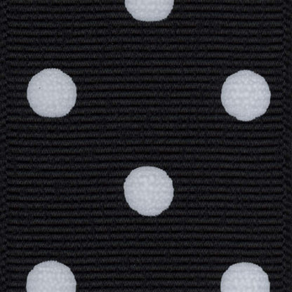 Offray 945889 1.5" Wide Grosgrain Ribbon, Black and White Polka Dot, 3 Yards
