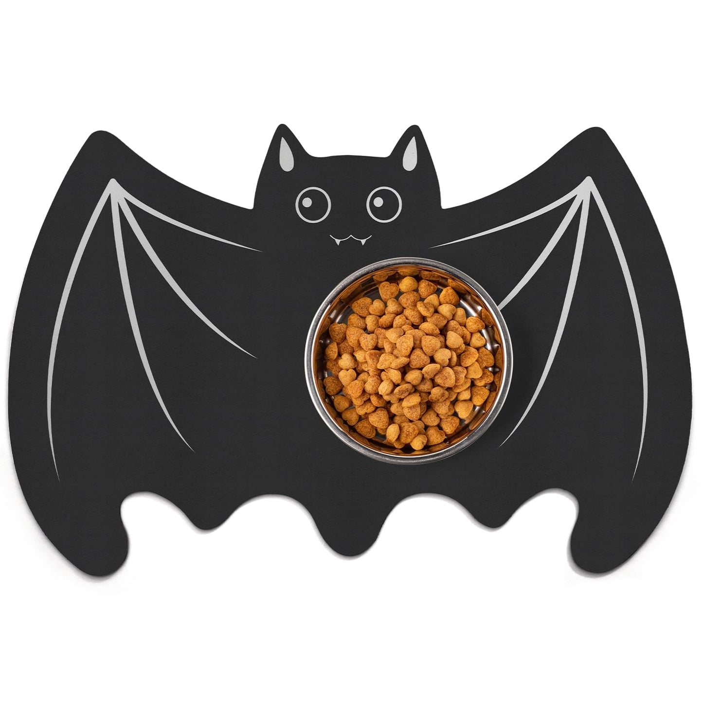Pet Mats for Food and Water Dog Cat Food Mats Pet Feeding Mat Anti-Slip No Stains Quick Dry Floors Waterproof Placemat Pet Food Bowl Mat Halloween Decorations - 23.6" x 15.7" Bat