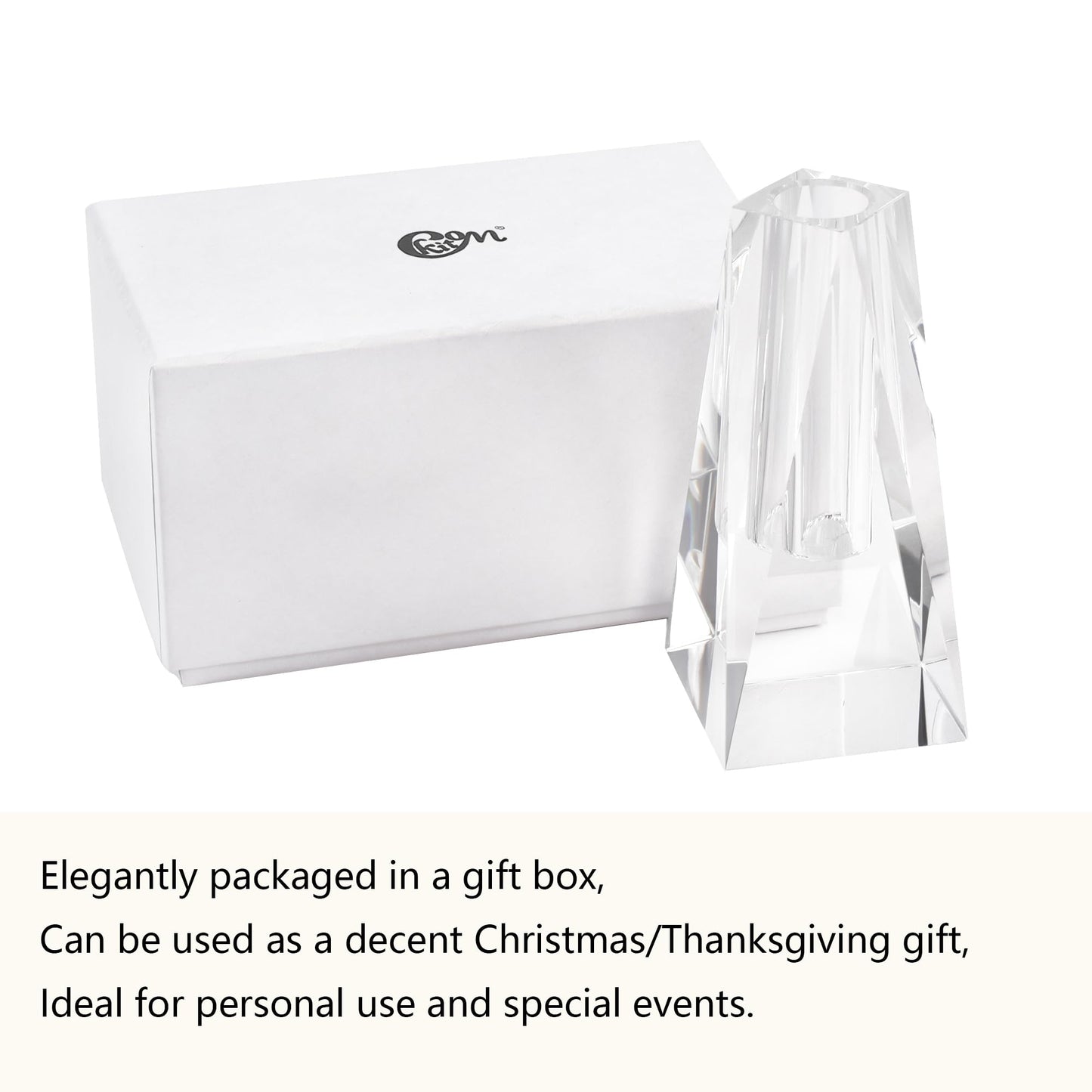 Kitcom Small Crystal Flower/Bud Vase 6.3Inch, Elegant Floral Display for Home & Weddings, Comes with Gift Box