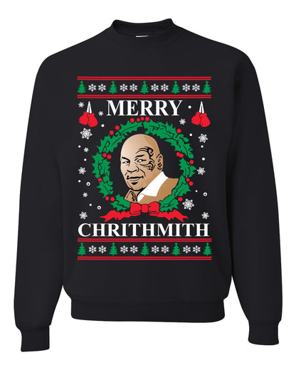 Wild Bobby Merry Chrithmith Ugly Christmas Sweater Unisex Crewneck Graphic Sweatshirt, Black, Small
