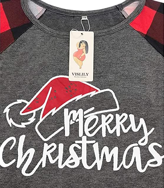 VISLILY Christmas Shirts for Women Plus Size 3X Pullover Hoodies Cute Holiday Tee SA 24W
