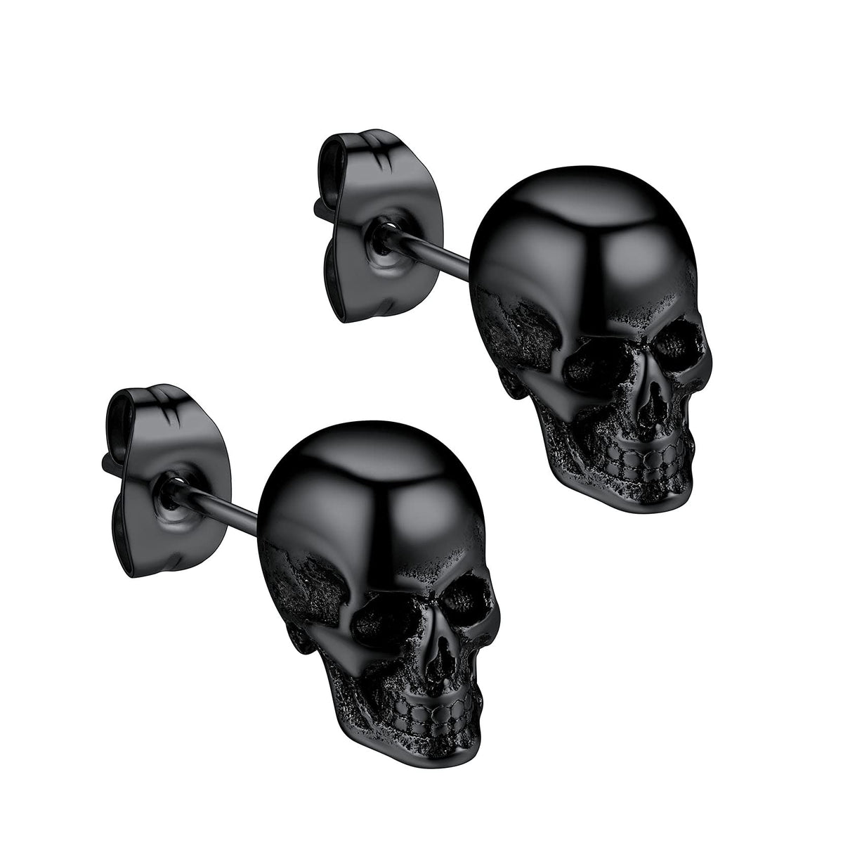 Piercing Skull Earrings for Men Black Stud Earring Punk Gothic Halloween Jewelry
