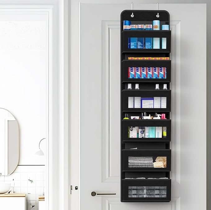 Simple Houseware 6 Clear Window Pocket Over Closet Door Storage Hanging